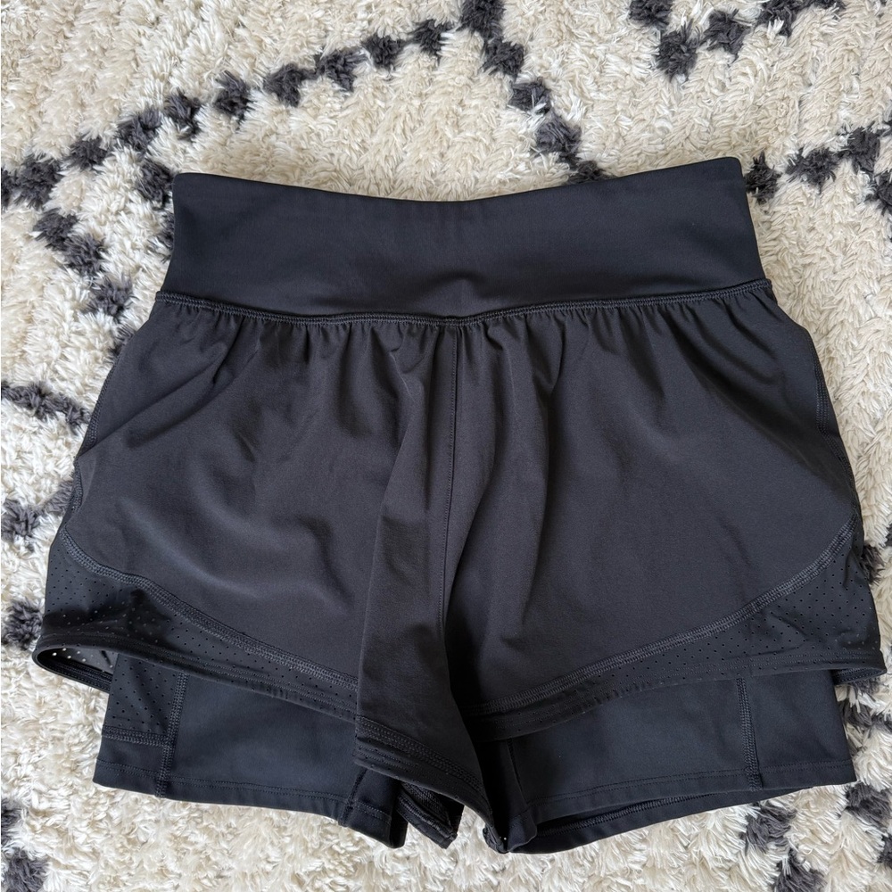 SPANX Black Layered High-Waist Active Skort